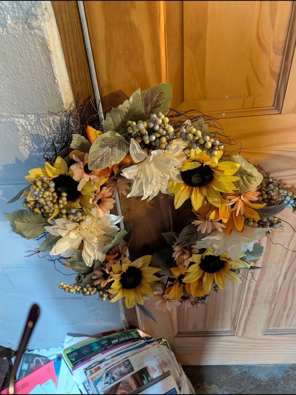 Ashland Yellow & Cream Sunflower and Berry Wreath